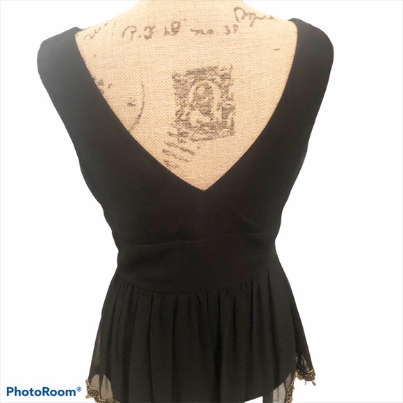 Night Way Black Beaded V Neck w Medallion Accents - Picture 9 of 15